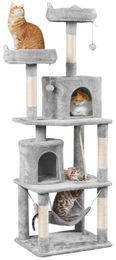 Yaheetech Kratzbaum für Katzen mit Hängematte und Spielseil hellgrau 179 cm – Bild 1 von 1