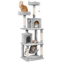 Produktbild von Yaheetech Kratzbaum für Katzen mit Hängematte und Spielseil hellgrau 179 cm