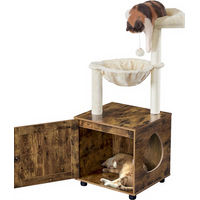 Produktbild von Yaheetech Kratzbaum für Katzen mit integrierter Katzentoiletten-Abschottung aus Plüsch und Sisal in Braun/Beige, 125 cm