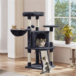 Yaheetech Kratzbaum für Katzen mit Katzenhöhle und Kratzbrett in Dunkelgrau – Bild 1 von 3