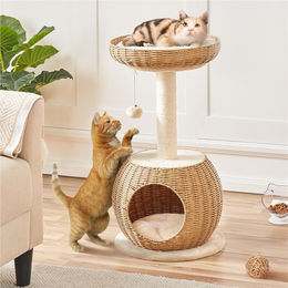Yaheetech Kratzbaum für Katzen mit Katzenhöhle und Plüschball in Beige 75 cm – Bild 1 von 1