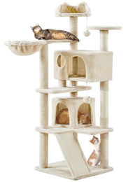 Yaheetech Kratzbaum für Katzen mit Korb und Kratzbrett beige 145 cm – Bild 1 von 1