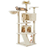 Produktbild von Yaheetech Kratzbaum für Katzen mit Korb und Kratzbrett beige 145 cm