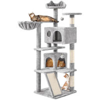 Produktbild von Yaheetech Kratzbaum für Katzen mit Kratzbrett und Korb 145 cm hellgrau