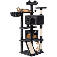 Produktbild von Yaheetech Kratzbaum für Katzen mit Kratzbrett und Korb Schwarz 145 cm