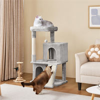 Produktbild von Yaheetech Kratzbaum für kleine bis mittelgroße Katzen mit 2 Häuschen und Sisal-Kratzstangen, 106 cm, Hellgrau