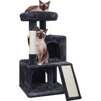 Produktbild von Yaheetech Kratzbaum für kleine bis mittelgroße Katzen mit 2 Häuschen und Sisal-Kratzstangen Schwarz 91 cm