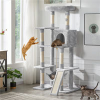 Produktbild von Yaheetech Kratzbaum für kleine bis mittelgroße Katzen mit Katzenhöhlen und Plattformen 159 cm hoch Grau