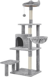 Yaheetech Kratzbaum für Katzen 145 cm Grau mit Liegemulde und Sisalkratzmöglichkeiten – Bild 1 von 5