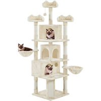 Produktbild von Yaheetech Kratzbaum für Katzen 194 cm mit 3 Aussichtsplattformen, 2 Liegemulden und 3 Höhlen in Beige oder Weiß