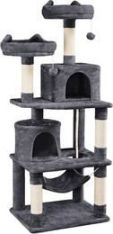 Yaheetech Kratzbaum für Katzen in Grau mit 2 Aussichtsplattformen, 2 Höhlen, Hängematte und Sisal-Elementen – Bild 1 von 5