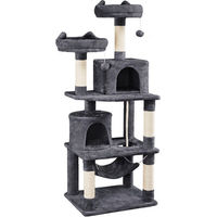 Produktbild von Yaheetech Kratzbaum für Katzen in Grau mit 2 Aussichtsplattformen, 2 Höhlen, Hängematte und Sisal-Elementen