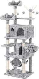Yaheetech Kratzbaum für Katzen in Grau mit Aussichtsplattform, Katzenhöhle, Hängematte und Sisal-Elementen 170 cm – Bild 1 von 5