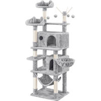 Produktbild von Yaheetech Kratzbaum für Katzen in Grau mit Aussichtsplattform, Katzenhöhle, Hängematte und Sisal-Elementen 170 cm