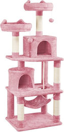 Yaheetech Kratzbaum für Katzen in Rosa mit 2 Aussichtsplattformen, 2 Höhlen, Hängematte und Sisal-Elementen – Bild 1 von 5