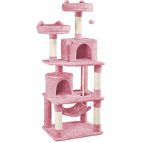 Produktbild von Yaheetech Kratzbaum für Katzen in Rosa mit 2 Aussichtsplattformen, 2 Höhlen, Hängematte und Sisal-Elementen