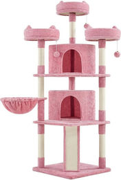 Yaheetech Kratzbaum für Katzen in Rosa mit Katzenhaus, Liegemulde, Kratzbrett aus Sisal und 3 Plüschbällen – Bild 1 von 5