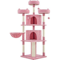 Produktbild von Yaheetech Kratzbaum für Katzen in Rosa mit Katzenhaus, Liegemulde, Kratzbrett aus Sisal und 3 Plüschbällen