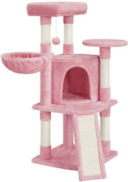 Yaheetech Kratzbaum für Katzen in Rosa mit Katzenhöhle, Sisalstämmen und Kratzbrett 106 cm – Bild 1 von 5