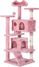 Yaheetech Kratzbaum für Katzen in Rosa mit Katzenhöhle und Plüschball, 139 cm Höhe – Bild 1 von 3