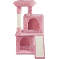 Produktbild von Yaheetech Kratzbaum für Katzen in Rosa mit Plüsch, Aussichtsplattform, 2 Höhlen und abnehmbarem Plüschball