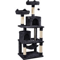 Produktbild von Yaheetech Kratzbaum für Katzen mit 2 Aussichtsplattformen, 2 Höhlen und Hängematte in Schwarz mit Sisal-Elementen