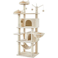 Produktbild von Yaheetech Kratzbaum für Katzen mit Aussichtsplattform, Katzenhöhle und Hängematte, 170 cm, Beige, Sisal