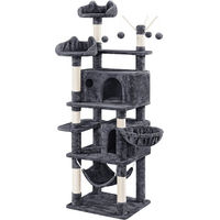 Produktbild von Yaheetech Kratzbaum für Katzen mit Aussichtsplattform, Katzenhöhle und Hängematte in Grau mit Sisal 170 cm