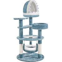 Produktbild von Yaheetech Kratzbaum für Katzen mit Haifisch-Höhle und Hängekorb 115 cm Blau-Weiß