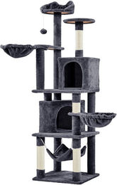 Yaheetech Kratzbaum für Katzen mit Höhle, Liegemulde, Hängematte und Plüschball in Grau, 175 cm hoch – Bild 1 von 5
