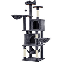 Produktbild von Yaheetech Kratzbaum für Katzen mit Höhle, Liegemulde, Hängematte und Plüschball in Grau, 175 cm hoch
