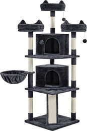 Yaheetech Kratzbaum für Katzen mit Katzenhaus Liegemulde Kratzbrett und Plüschbällen Schwarz 175 cm – Bild 1 von 5
