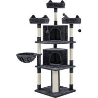 Produktbild von Yaheetech Kratzbaum für Katzen mit Katzenhaus Liegemulde Kratzbrett und Plüschbällen Schwarz 175 cm