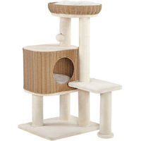 Produktbild von Yaheetech Kratzbaum für Katzen mit Katzenhaus, Liegeplatz und Plüschball in Rattan-Optik, 91 cm hoch