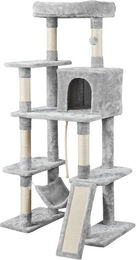 Yaheetech Kratzbaum für Katzen mit Katzenhaus und Hängematte, 160 cm hoch, Grau mit Sisal – Bild 1 von 5