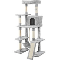 Produktbild von Yaheetech Kratzbaum für Katzen mit Katzenhaus und Hängematte, 160 cm hoch, Grau mit Sisal
