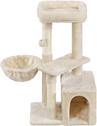 Yaheetech Kratzbaum für Katzen mit Katzenhöhle und Liegemulde 87 cm hoch in Beige und Weiß – Bild 1 von 5
