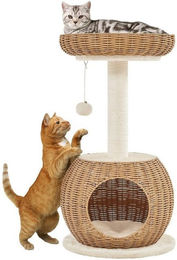 Yaheetech Kratzbaum für Katzen mit Katzenkorb und Liegemulde in Beige und Weiß – Bild 1 von 5