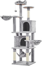 Yaheetech Kratzbaum für Katzen mit Liegemulde, Höhle, Hängematte und Plüschball in Grau mit Sisal-Elementen – Bild 1 von 5