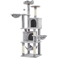 Produktbild von Yaheetech Kratzbaum für Katzen mit Liegemulde, Höhle, Hängematte und Plüschball in Grau mit Sisal-Elementen