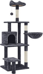 Yaheetech Kratzbaum für Katzen mit Liegemulde und Plüschball, 145 cm hoch, Grau, Sisal – Bild 1 von 5