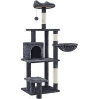 Produktbild von Yaheetech Kratzbaum für Katzen mit Liegemulde und Plüschball, 145 cm hoch, Grau, Sisal