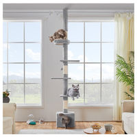 Produktbild von Yaheetech Kratzbaum höhenverstellbar grau mit Deckenspanner für Katzen