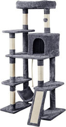 Yaheetech Kratzbaum mit Katzenhaus und Hängematte Grau 160 cm mit Sisal – Bild 1 von 5