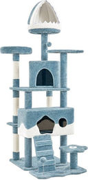 Yaheetech Kratzbaum XL mit Katzenhaus in Maritim Blau Weiß aus Holz 184 cm – Bild 1 von 5