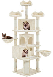 Yaheetech Kratzbaum XXL für Katzen mit 9 Kratzsäulen beige 194 cm – Bild 1 von 1