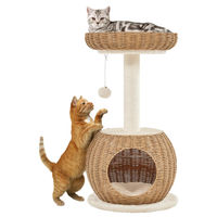 Produktbild von Yaheetech Rattan Kratzbaum für Katzen mit abnehmbarer Plüschmatte in Beige 40x40x75cm