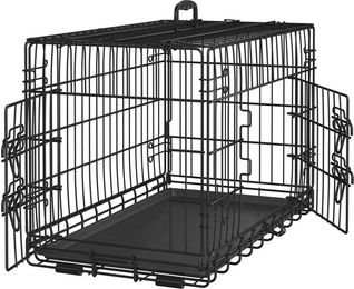 Yaheetech Tiertransportbox für Hunde aus Metall mit 2 Türen und ausziehbarer Bodenwanne Schwarz 76 cm x 45 cm x 51 cm – Bild 1 von 5