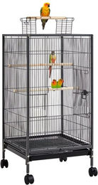 Yaheetech Vogelkäfig mit Rollen aus Metall für Wellensittiche Kanarienvögel und Nymphensittiche Schwarz 45,5x45,5x89,5 cm – Bild 1 von 5
