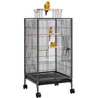 Produktbild von Yaheetech Vogelkäfig mit Rollen aus Metall für Wellensittiche Kanarienvögel und Nymphensittiche Schwarz 45,5x45,5x89,5 cm